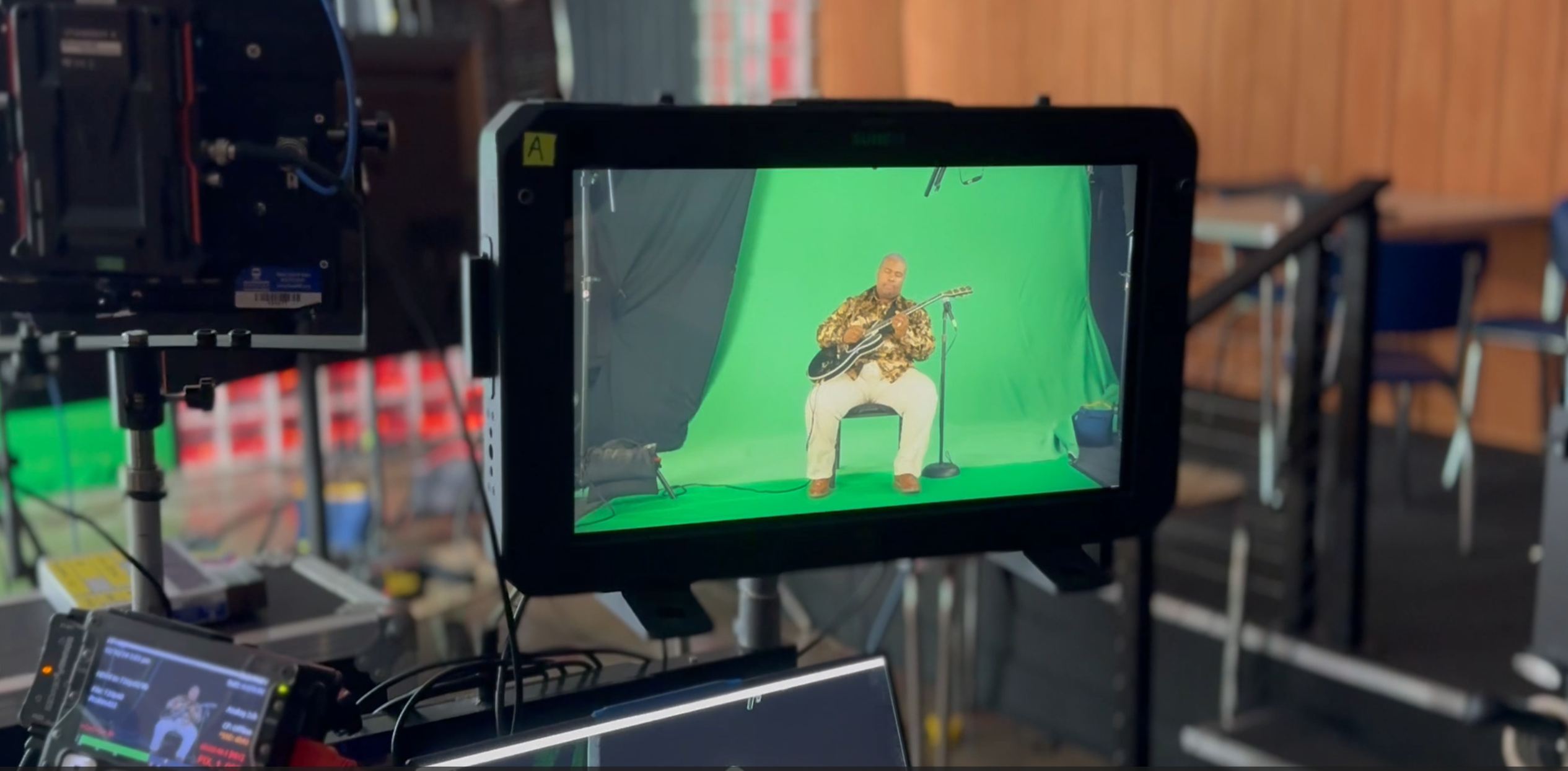 Green screen shoot with on-set monitor