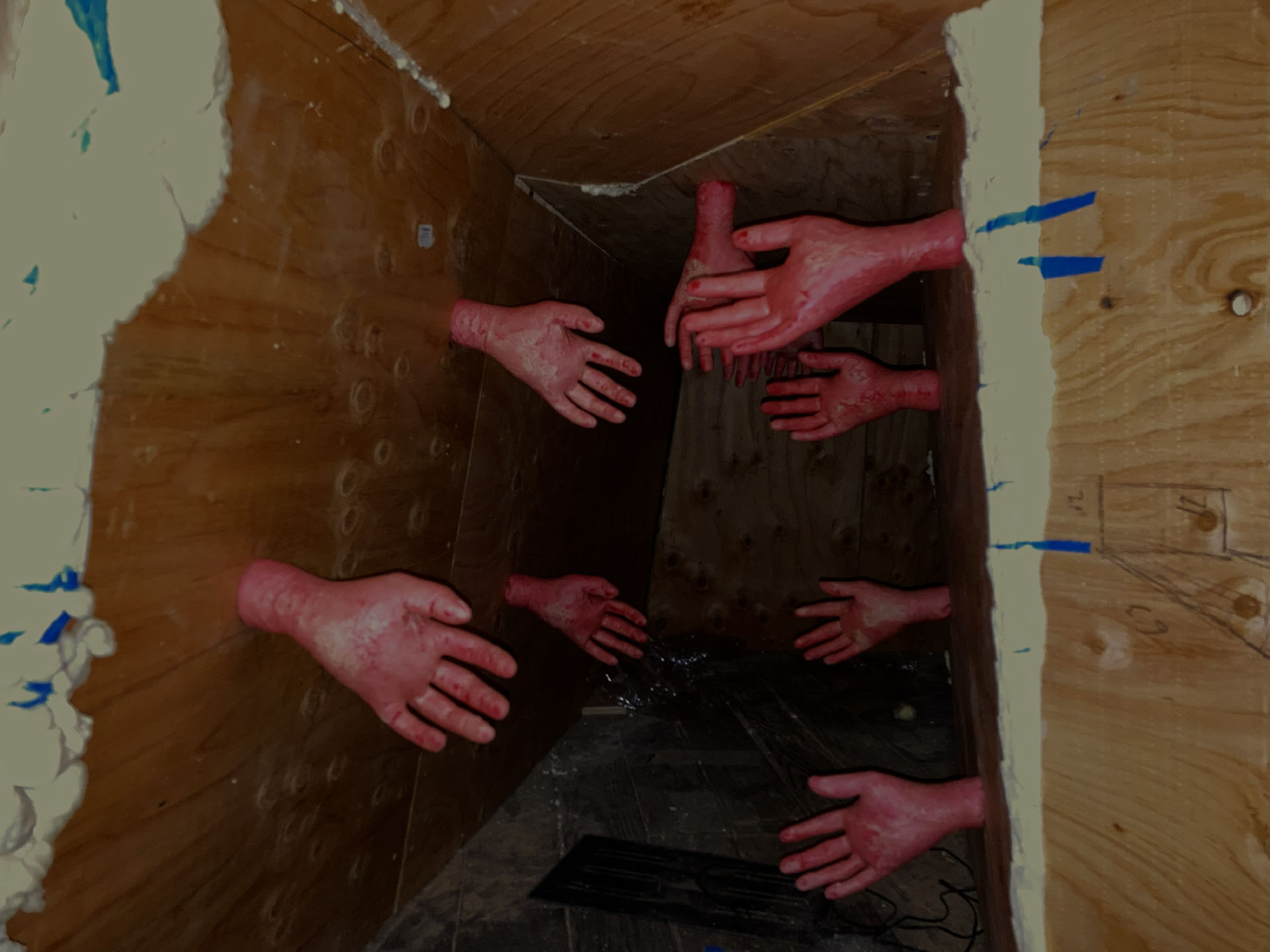 Tactile hand tunnel inside the dark maze for Valley of Hollows
